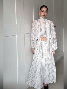 ZARA ZW COLLECTION POLKA DOT MIDI SKIRT